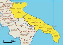 Carta geografica della Puglia