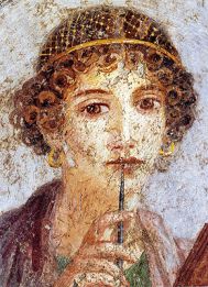 Un antico dipinto della poetessa greca Saffo