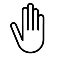 Simbolo grafico imperniato su una mano aperta a indicare: «Stop!»