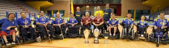 I Thunder Roma, subito dopo la vittoria del Campionato 2011 di wheelchair hockey